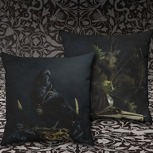 Victorian Raven Reversible Pillow Cover