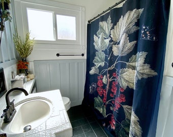 Antique Botanical Redcurrants Shower Curtain