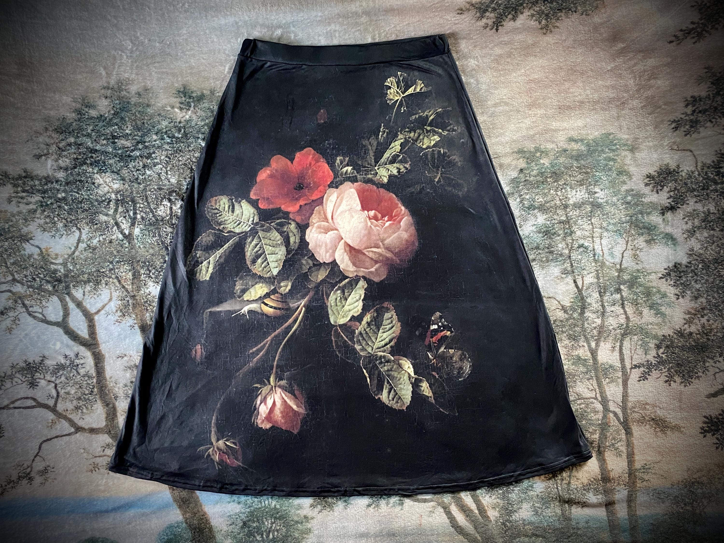 Antique Rose Floral Dutch Masters Midi Skirt