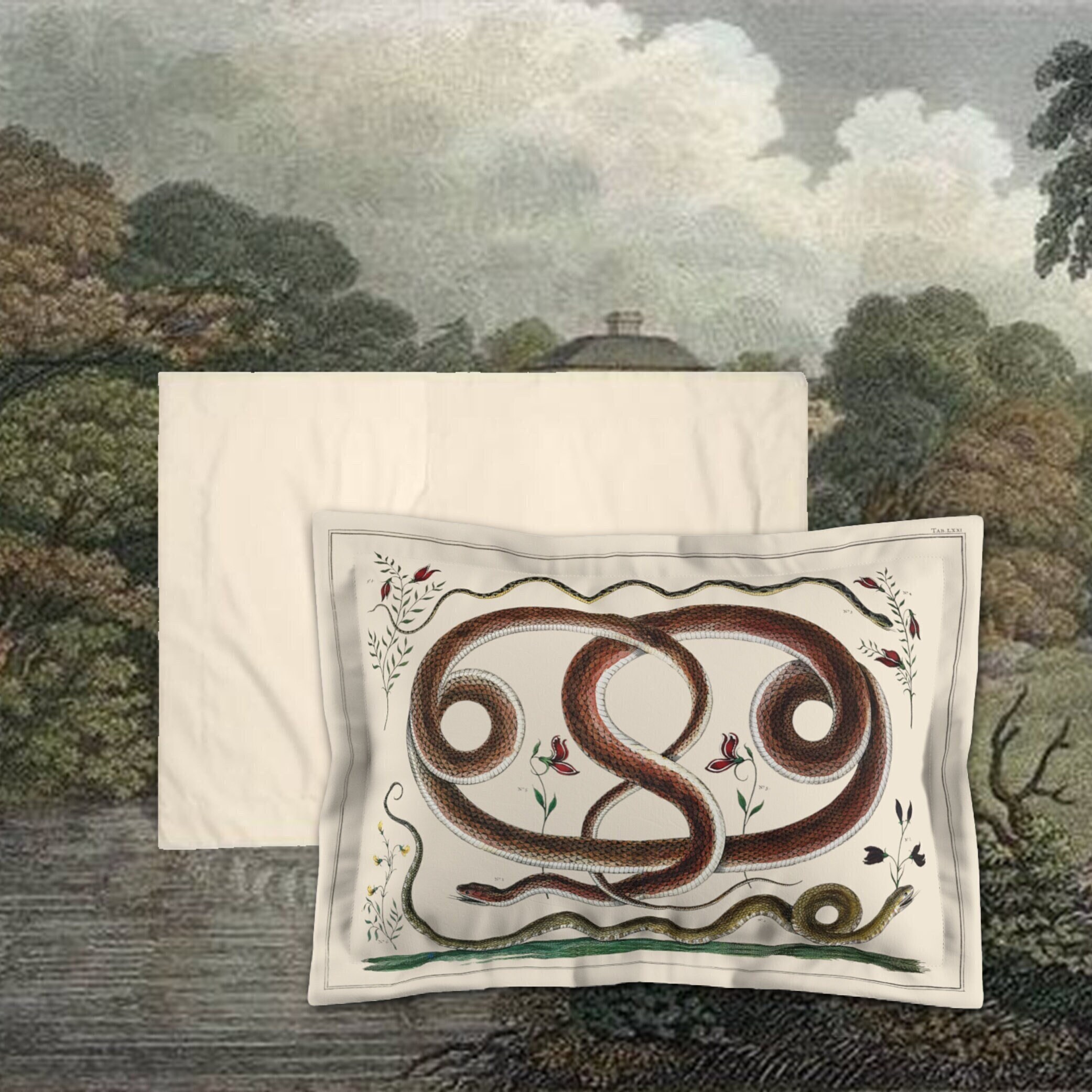 Antique Snake Print Pillow Sham 1 in 2 colors