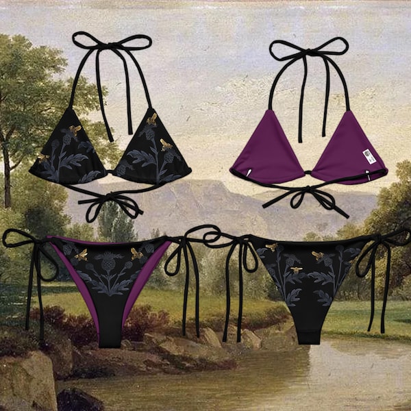Victorian Bees  2 piece Recycled String Bikini
