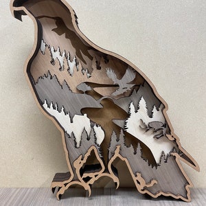 Digital File - 7 Layer Eagle Art Piece for Glowforge - SVG - PDF - Multi-layer