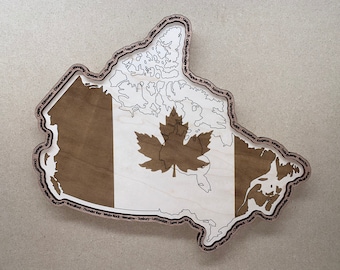 Digital File - 2 Layer Canada Country and Flag Art Piece - Glowforge - SVG - PDF