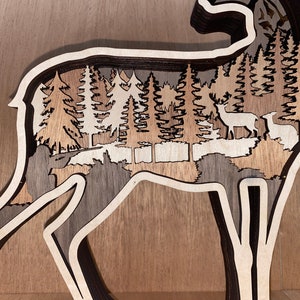 Digital File 7 Layer Deer with Optional Layers Art Piece for Glowforge SVG PDF Multi-layer image 4