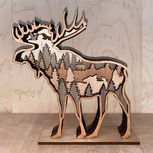 Digital File - 6 Layer Moose Art Piece for Glowforge - SVG - PDF - Multi-layer
