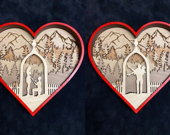 Archivo digital - Pieza de arte del corazón de 6 capas para Glowforge - SVG - PDF - Multicapa
