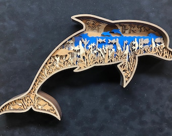 Digital File - 7 Layer Dolphin Art Piece for Glowforge - SVG - PDF - Multi-layer