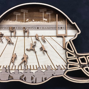 Digital File - 5 Layer Football Helmet Art Piece for Glowforge - SVG - DXF - PDF - Multi-layer