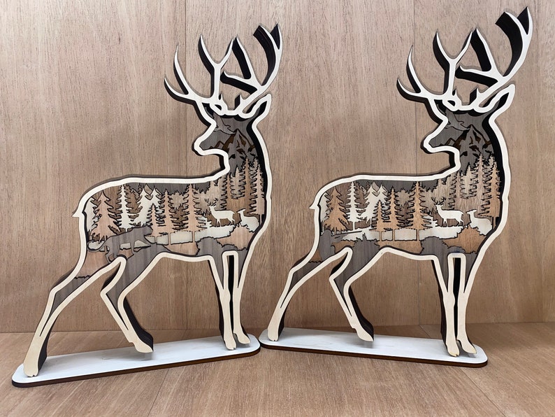 Digital File 7 Layer Deer with Optional Layers Art Piece for Glowforge SVG PDF Multi-layer image 1