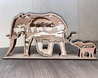 Archivo digital - Pieza de arte de elefante de 5 capas - Multicapa