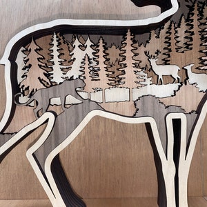 Digital File 7 Layer Deer with Optional Layers Art Piece for Glowforge SVG PDF Multi-layer image 3