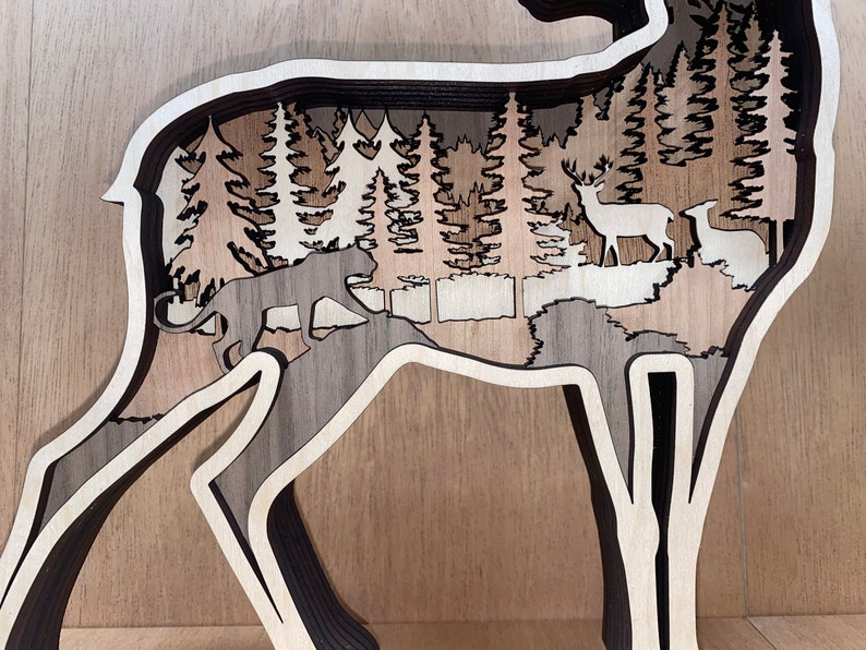 Digital File 7 Layer Deer with Optional Layers Art Piece for Glowforge SVG PDF Multi-layer image 3