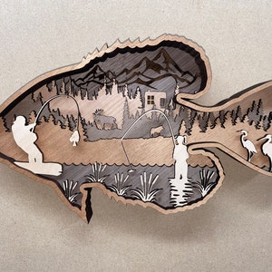 Digital File - 7 Layer Crappie Fish Art Piece for Glowforge - SVG - PDF - Multi-layer