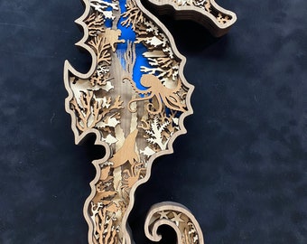 Digital File - 7 Layer Seahorse Art Piece for Glowforge - SVG - PDF - Multi-layer