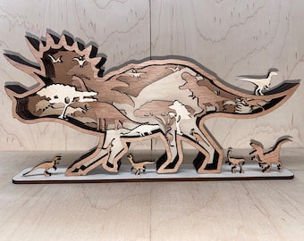Archivo digital - Pieza de arte de dinosaurios de 7 capas - Multicapa - PDF