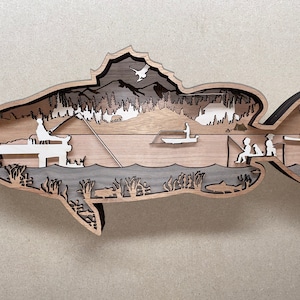 Digital File - 7 Layer Largemouth Bass Fish Wall Art for Glowforge - Multi-layer