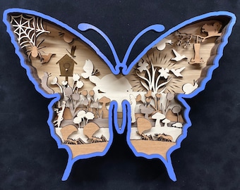 Archivo digital - Pieza de arte de mariposa de 7 capas para Glowforge - SVG - PDF - Multicapa