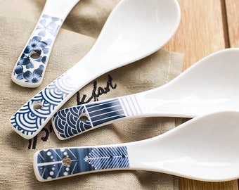 Japanese Red Koi Fish Ceramic Soup Spoons – Set Of 6, Asian Style, 5 Inch