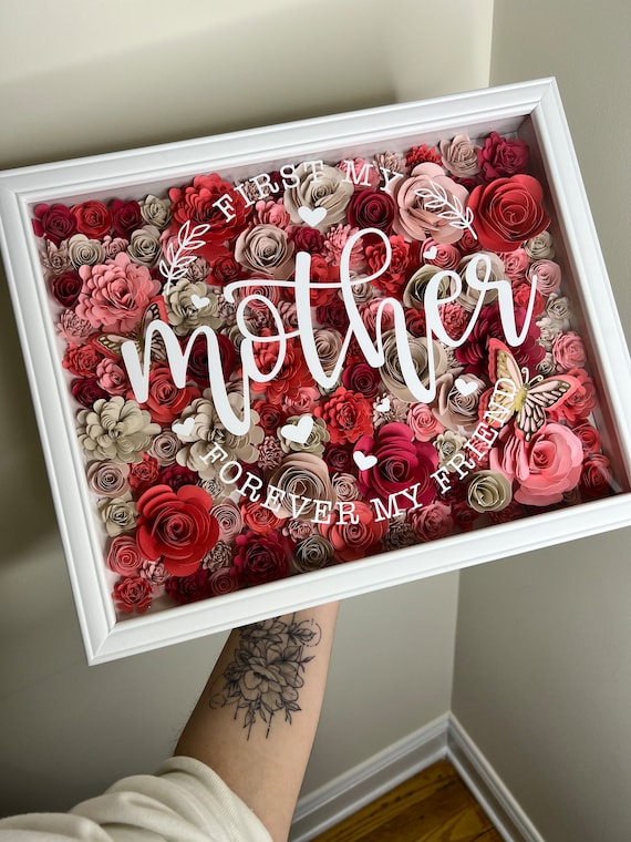 FLOWER SHADOW BOX 11x14 | Mother’s Day gift |Assorted flower box | Customized gift for her, anniversary , birthday | Paper flower shadow box