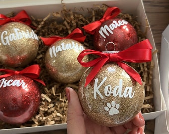 Palline decorative natalizie personalizzate, decorazioni con nome, decorazioni natalizie, decorazioni glitterate, decorazioni natalizie, regali di riempimento per calze
