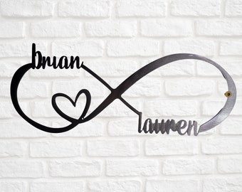 Infinity Sign, Personalized with Names or you and me, Personalized. Infinity, Valentines Day, hearts, Love, Metal signs, home decor