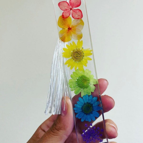 Rainbow Flower Bookmark - Glitter Bookmark -  Personalized Bookmark - Graduate - Anniversary - Gift- For Her