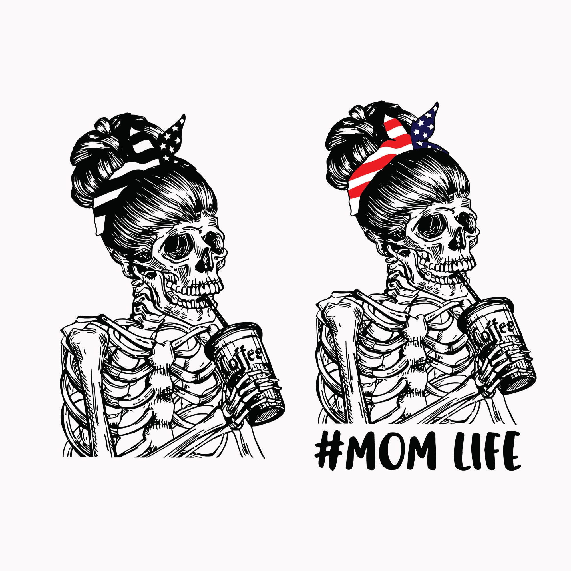 Download Mom Life With America Bandana SVG Skull Mom SVG Skeleton ...