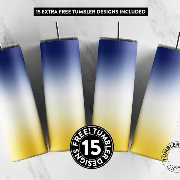 Yellow Blue Ombre Tumbler Wrap, Ombre Sublimation Design, 20 oz Tumbler Wrap, Tumbler Template, Seamless Sublimation, Sublimation Wrap