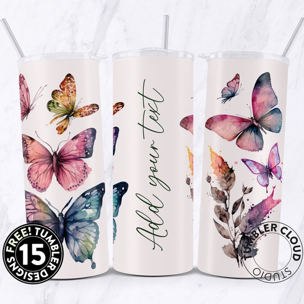 Pink Butterfly Tumbler, Butterfly Gifts For Women, Retro Butterfly Tumbler, Butterfly Cup With Straw, Butterfly Lover Gifts, Butterfly png