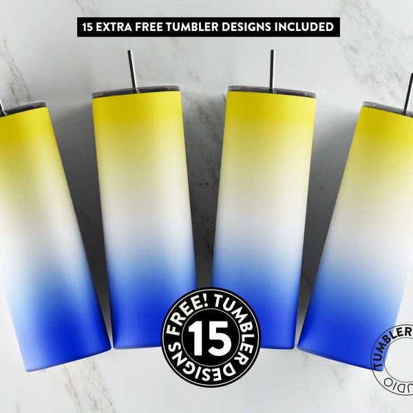 Yellow Blue Ombre Tumbler Wrap, Ombre Sublimation Design, 20 oz Tumbler Wrap, Tumbler Template, Seamless Sublimation, Sublimation Wrap