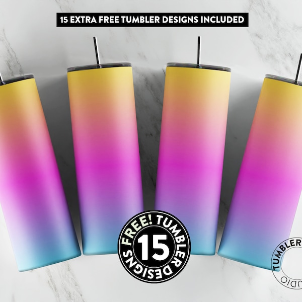 Colorful Ombre Tumbler Wrap, Pink Ombre Sublimation Design, 20 oz Tumbler Wrap, Tumbler Template, Seamless Sublimation, Sublimation Wrap