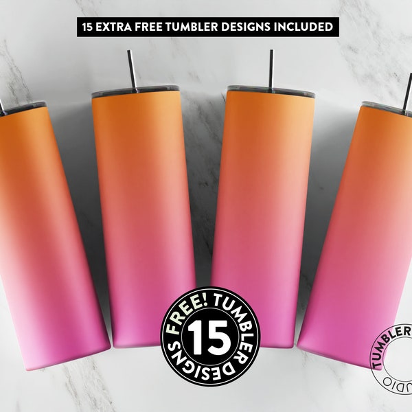 Orange Pink Ombre Tumbler Wrap, Orange pink Sublimation Design, 20 oz Tumbler, Tumbler Template, Seamless tumbler, Orange Gradient tumbler