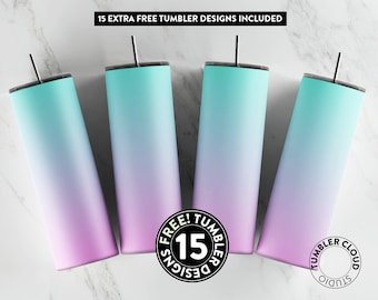 Pink Ombre Tumbler Wrap, Turquoise Pink Sublimation Design, 20 oz Tumbler, Tumbler Template, Seamless tumbler, pink Gradient tumbler Wrap