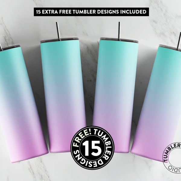 Pink Ombre Tumbler Wrap, Turquoise Pink Sublimation Design, 20 oz Tumbler, Tumbler Template, Seamless tumbler, pink Gradient tumbler Wrap