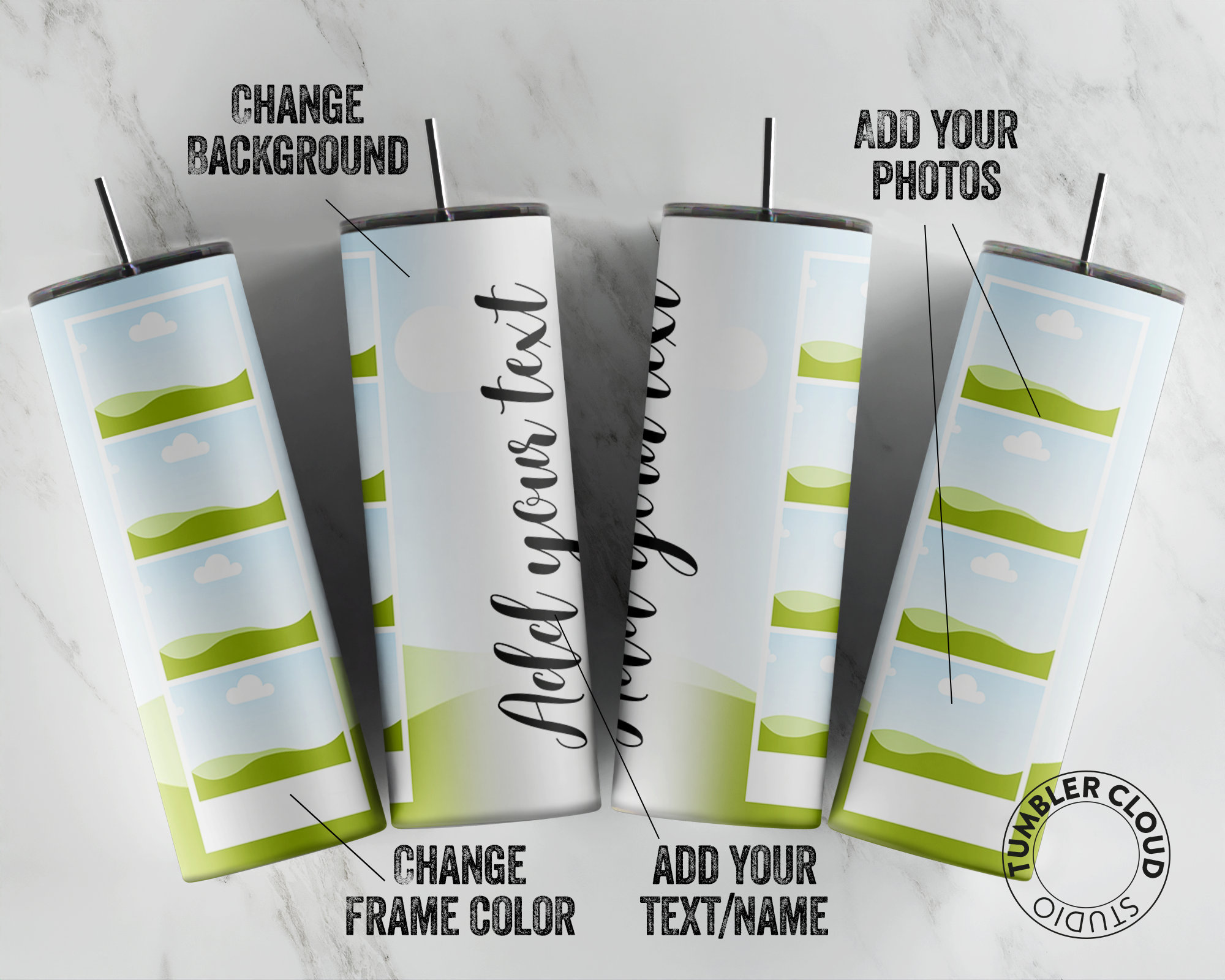 Canva Tumbler Template Change Background Add Text Photo Etsy