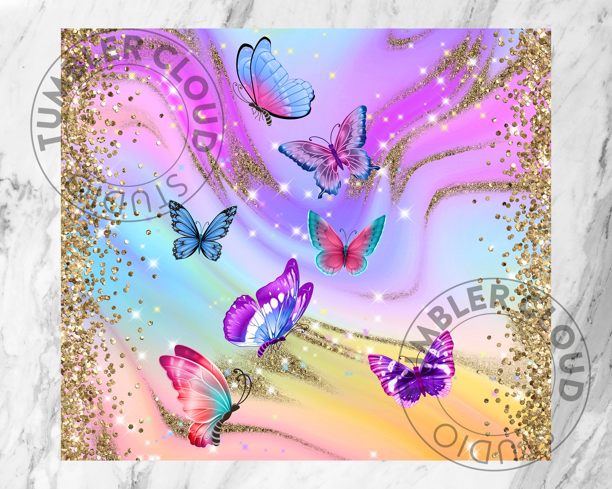 Marble Butterfly Tumbler Butterfly Gifts for Women Butterfly Etsy