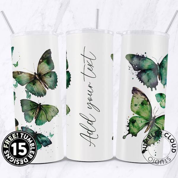 Green Butterfly Tumbler, Butterfly Gifts For Women, Retro Butterfly Tumbler, Butterfly Cup With Straw, Butterfly Lover Gifts, Butterfly png