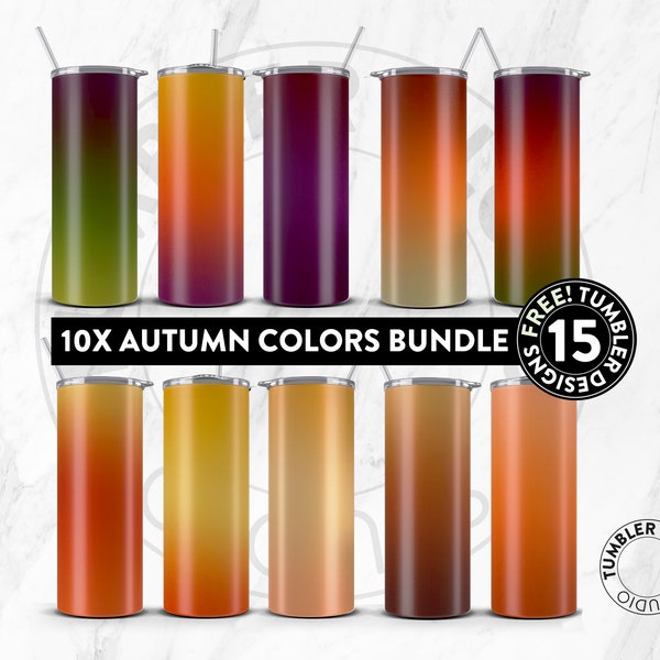 10x Autumn Fall Ombre Bundle, Autumn Tumbler Wrap, Ombre Sublimation Design, 20 oz Tumbler Wrap, Tumbler Template, Seamless Sublimation