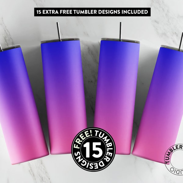 Pink Blue Ombre Tumbler Wrap, Purple Pink Sublimation Design, 20 oz Tumbler, Tumbler Template, Seamless tumbler, Blue Gradient tumbler