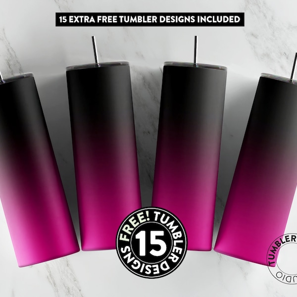 Hot pink Ombre Tumbler Wrap, Black to pink Sublimation Design, 20 oz Tumbler Wrap, Tumbler Template, Seamless Sublimation, Sublimation Wrap