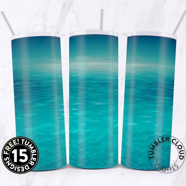 Ocean waves tumbler, Blue ocean Summer Sun, 20 oz, Summer Tumbler design, Skinny Tumbler 20oz, Sublimation Designs Downloads, Tumbler PNG