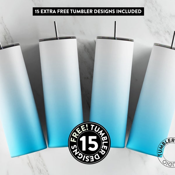 Blue Ombre Tumbler Wrap, White to Blue Sublimation Design, 20 oz Tumbler Wrap, Tumbler Template, Seamless Sublimation, Sublimation Wrap