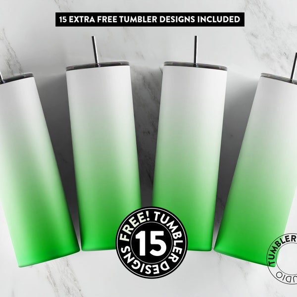 Green Ombre Tumbler Wrap, White to Green Sublimation Design, 20 oz Tumbler Wrap, Tumbler Template, Seamless Sublimation, Sublimation Wrap