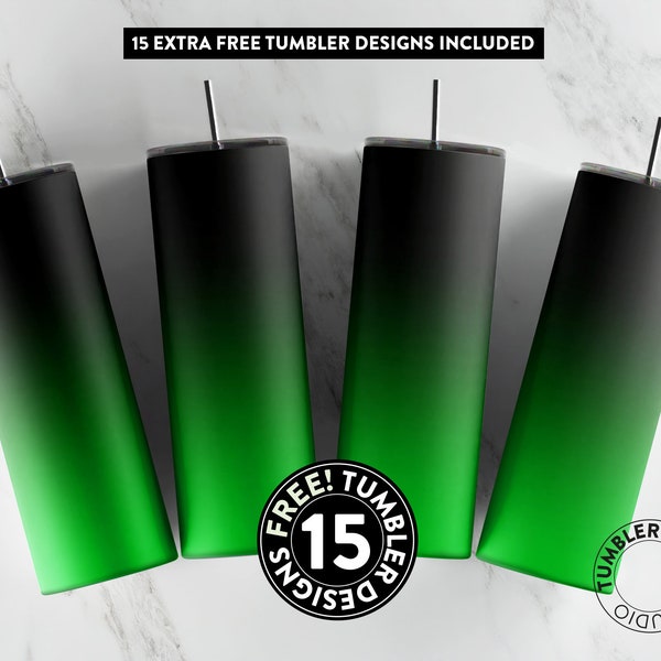 Green Ombre Tumbler Wrap, Black to Green Sublimation Design, 20 oz Tumbler Wrap, Tumbler Template, Seamless Sublimation, Sublimation Wrap