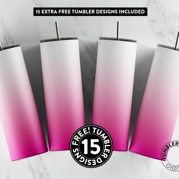 Hot pink Ombre Tumbler Wrap, White to pink Sublimation Design, 20 oz Tumbler Wrap, Tumbler Template, Seamless Sublimation, Sublimation Wrap