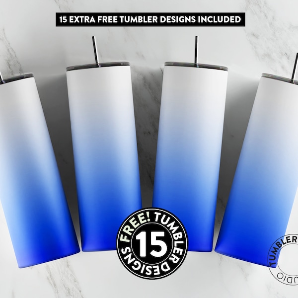 Blue Ombre Tumbler Wrap, White to Blue Sublimation Design, 20 oz Tumbler Wrap, Tumbler Template, Seamless Sublimation, Sublimation Wrap