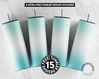 Turquoise Ombre Tumbler Wrap, Ombre Sublimation Design, 20 oz Tumbler Wrap, Tumbler Template, Seamless Sublimation, Sublimation Wrap