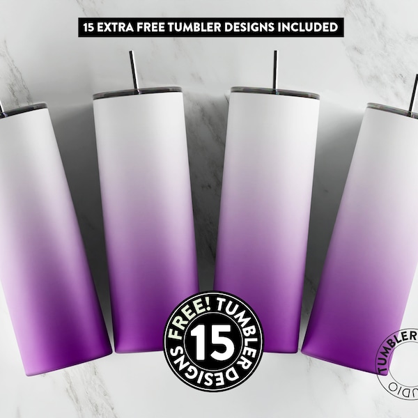 Purple Ombre Tumbler Wrap, White to purple Sublimation Design, 20 oz Tumbler Wrap, Tumbler Template, Seamless Sublimation, Sublimation Wrap