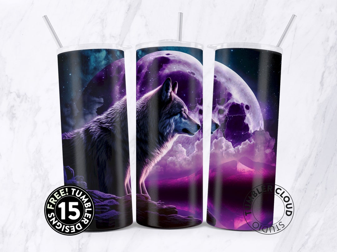 Wolf Tumbler Wrap PNG, Wolf Moon Tumbler Sublimation Design, 20 Oz ...