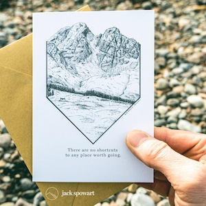 Randonnée carte de voeux Blaven Blà Bheinn citation inspirante Ecosse paysage dessin montagne Art cartes pour grimpeur marcheur aventure